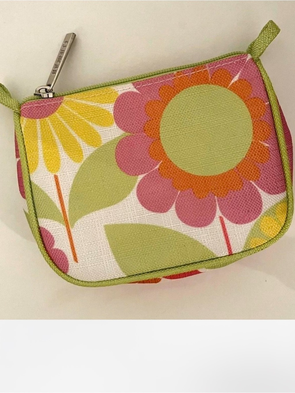 Clinique Floral Canvas Cosmetic Pouch in Green, Pink & Yellow